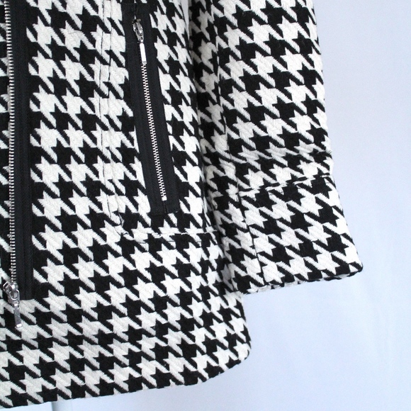Houndstooth Zip Coat NWOT Black & White - Picture 5 of 9